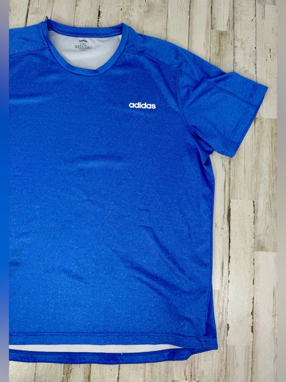 Adidas Tee Men's 2XL Blue Polyester Short Sleeve T-Shirt - Picture 2 of 10